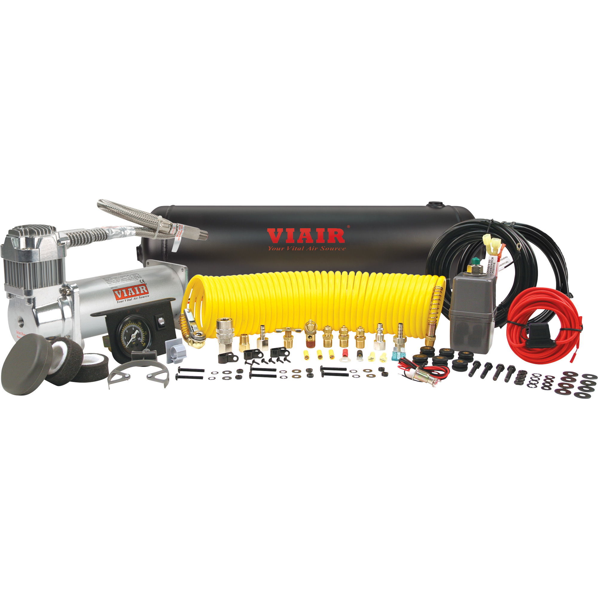 Viair 450c 12 Volt Constant Duty Onboard Tire Inflator Air Compressor System, 2 1/2-Gallon Tank, 150 Max. PSI, Model# 10007